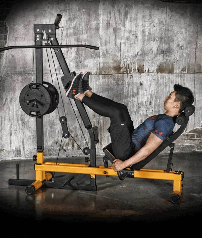 45 Degree Leg Press Machine Multifunctional Workout Station Home Gym with Pulley for Leg and Upper Body Strength Training