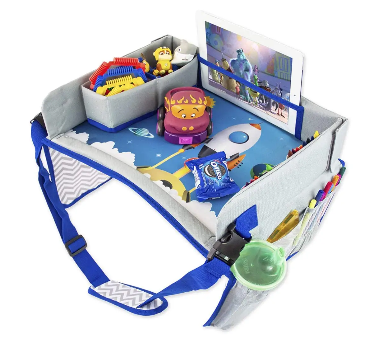 Custom Logo Foldable Kids Travel Seat Toddlers Lap Desk Baby Car Tray With Ipad Tablet Holder