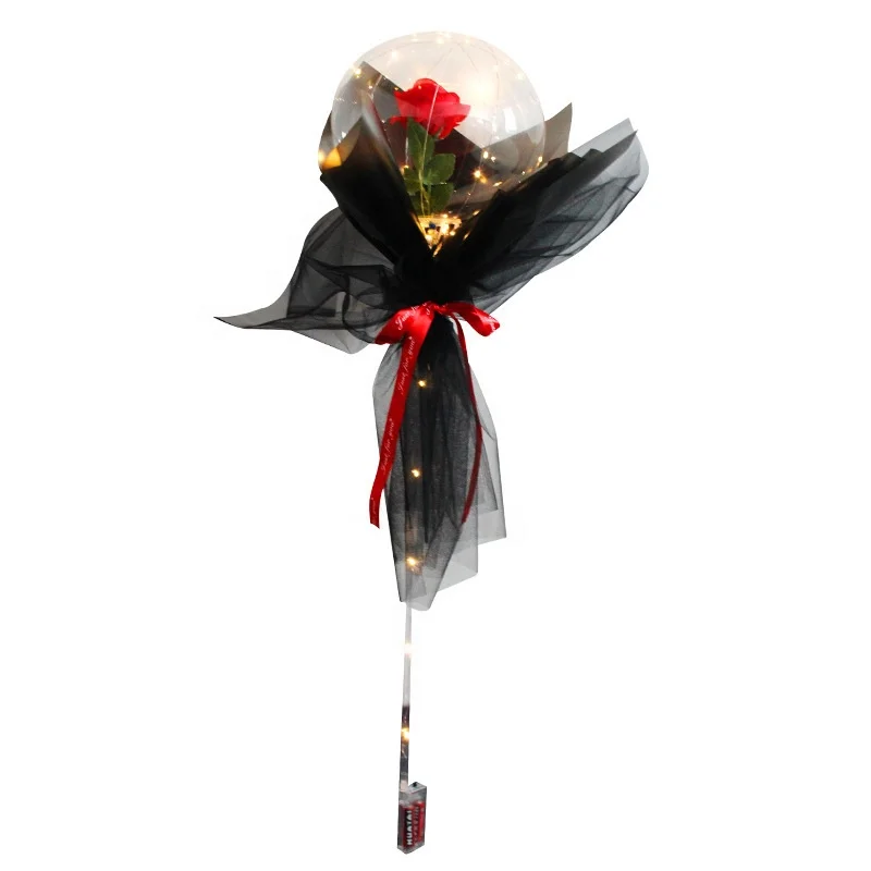 Tongxu Rosa globos Decoration Balloons Reusable  Led Balloon with LED Strip Light Transparent Round Rose Bouquet Bobo Ball