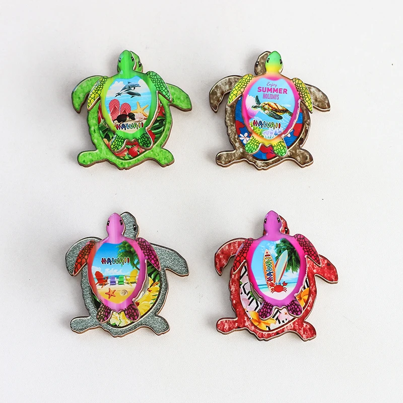 Sea Turtle shaped wooden epoxy name card clip refrigerator magnet