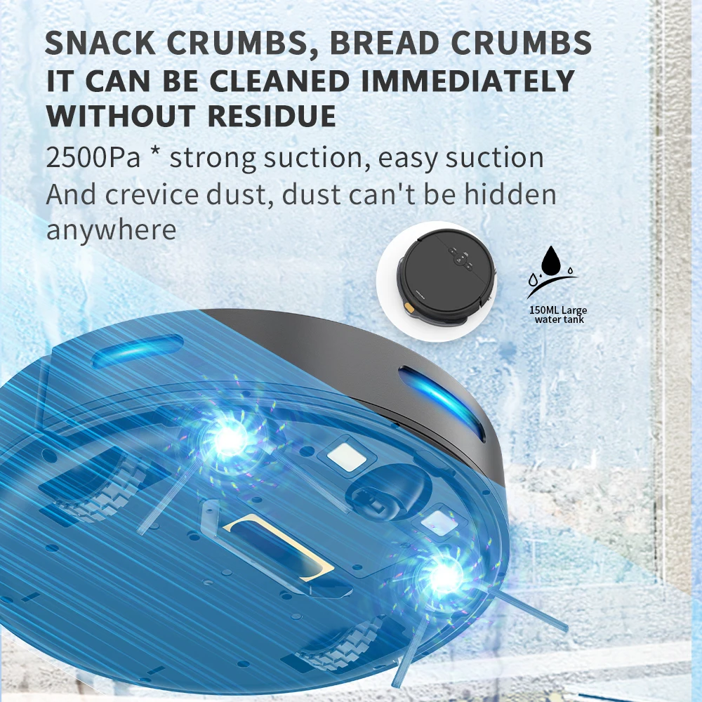 Robot Vacuum Cleaner with  APP Voice Remote Control Automatic Self-Charging Scheduled Cleaning Ideal for Pet Hair Hard Floor