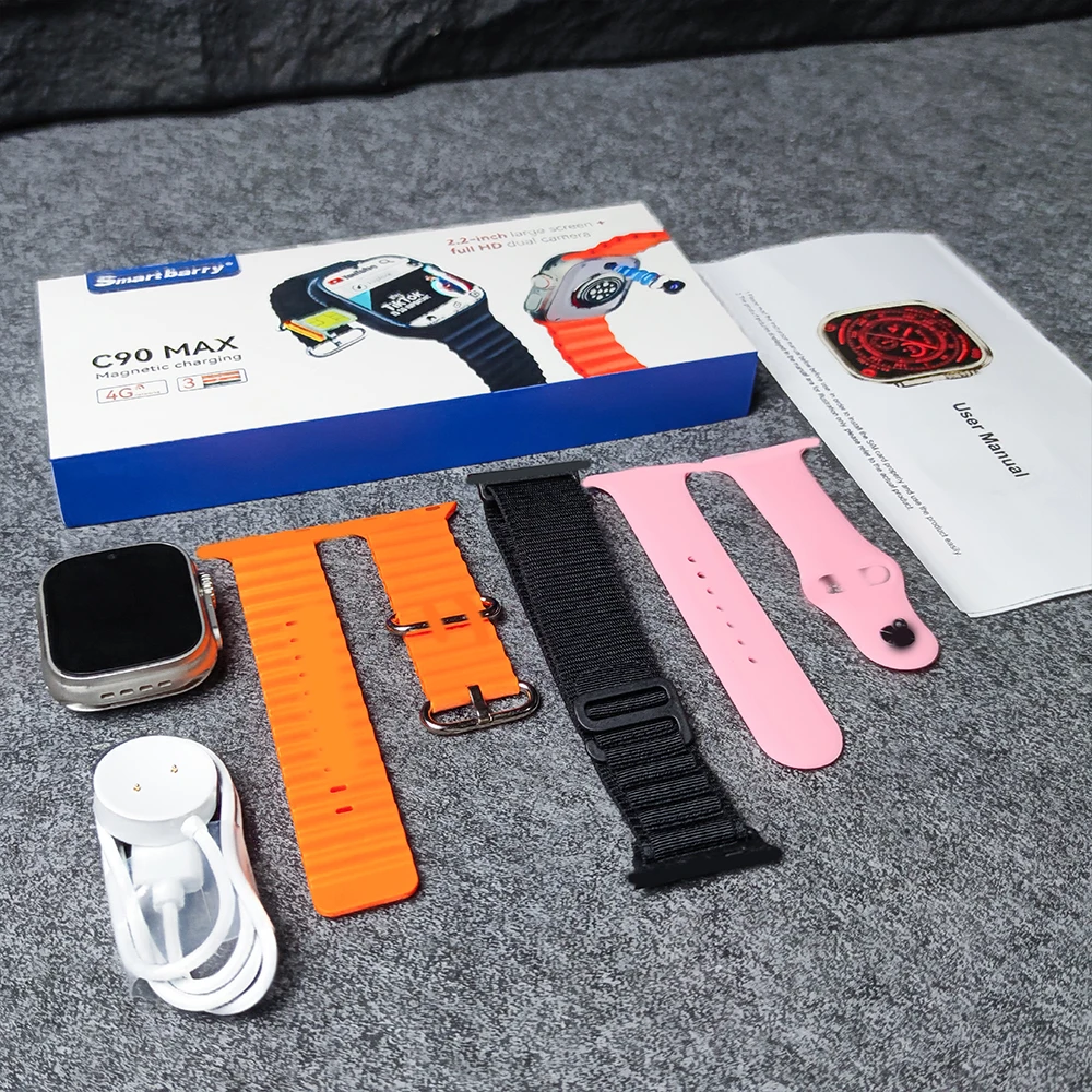 Hot selling 1.95 inch Double front and rear photography android smart watch 4g sim card Dashboard Payment Alipay GPS