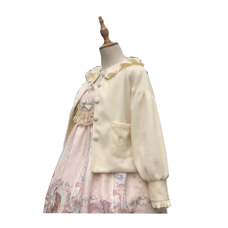 2019 original design in-stock lady winter woolen coat lolita puff sleeve cute coat