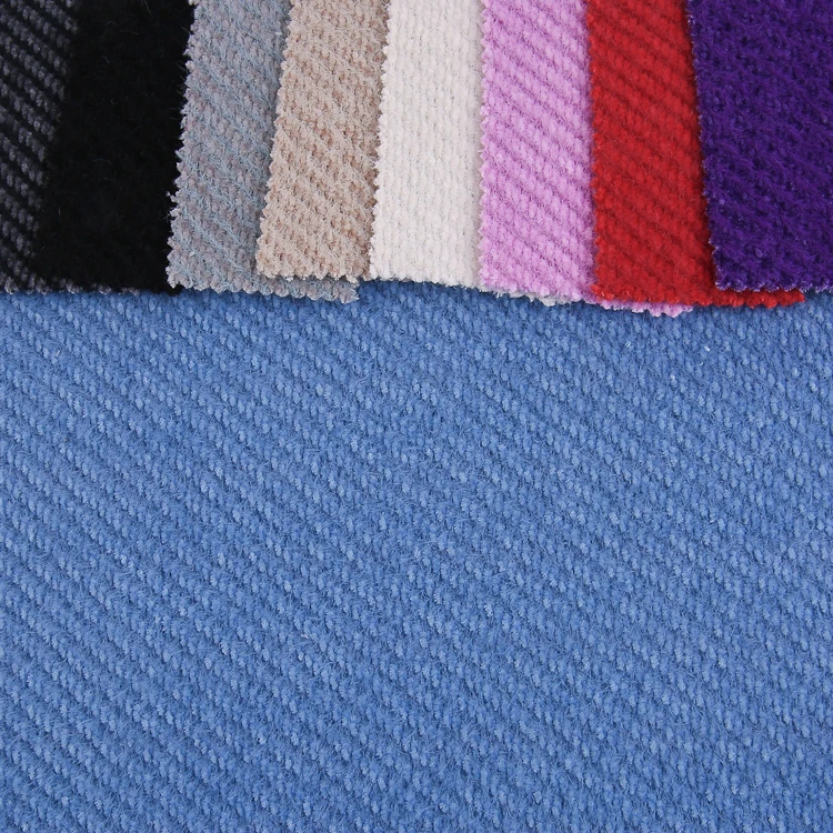 Customized colors twill fabric 74%POLY 26%NYLON 455GSM heavy weight Chenille two face knitting twill fabric for garments
