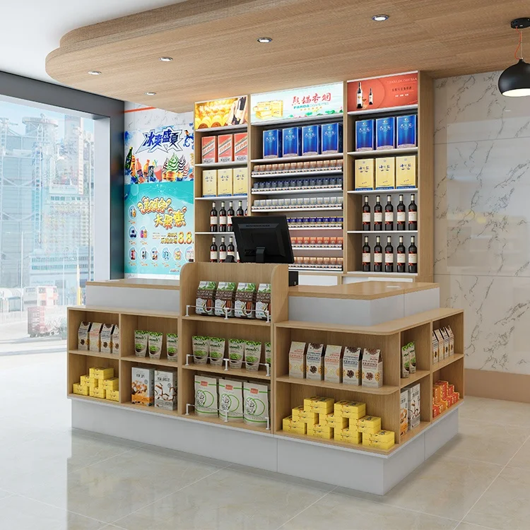 Pharmacy checkout Counter Grocery Stores Cashier. Counter with display Case