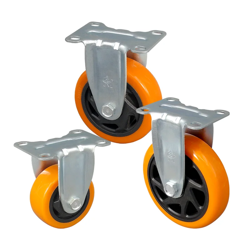 4 дюйма Красный Ролики 100 мм Поворотный стационарный жесткий промышленности полиуретан Поворотное Колесо