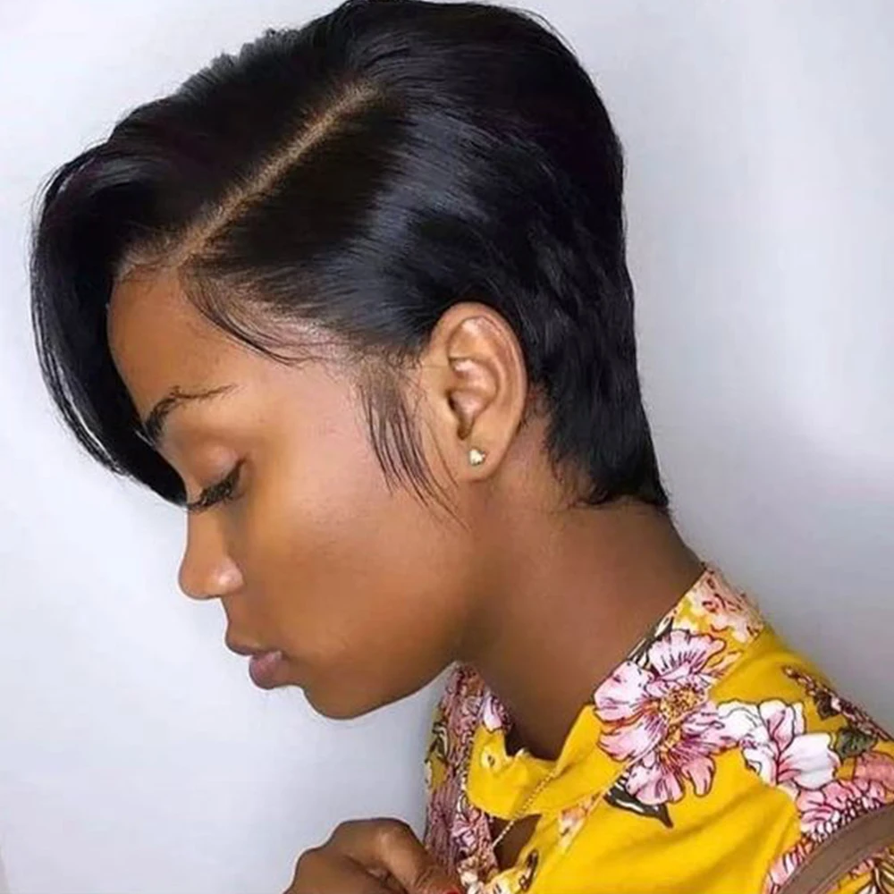 Wholesale glueless lace bob wigs pixie cut,bob lace frontal pixie curls wig,straight human hair lace front bob wigs pixie cut