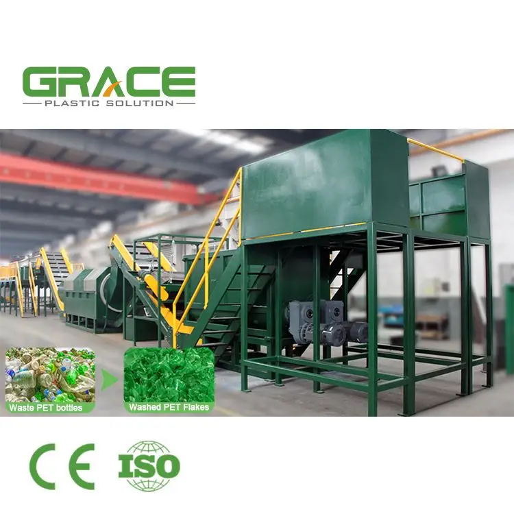 Grace Machinery Waste Plants Bottle Eps Pet Flakes Crushing Recycling Washing Machine