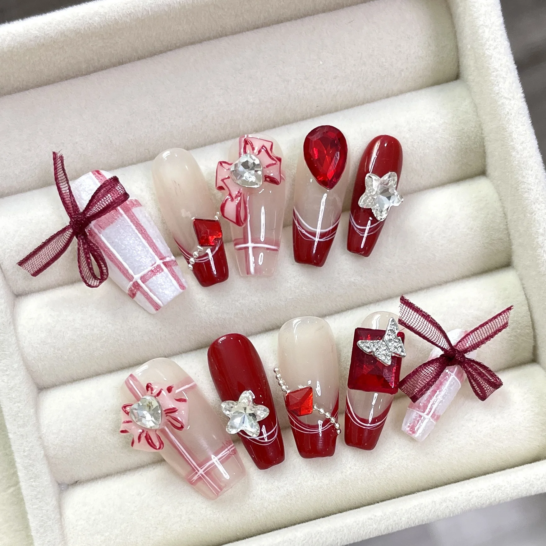 Wholesale Handmade False Nails  High Quality 24 Piece Acrylic Luxury False Nails Private Label Fake Nails With Glue