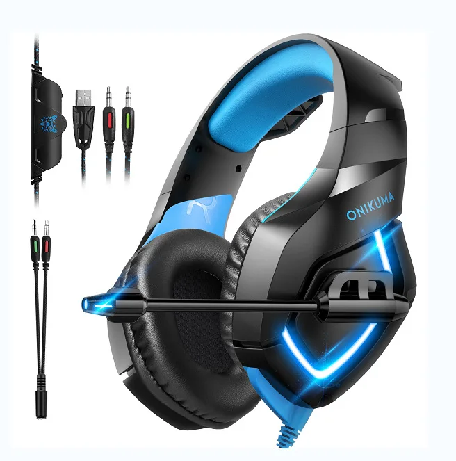 Onikuma Original 2022 Wholesales microphone gaming Headsets rgb Backlight Headphone for PC Game action