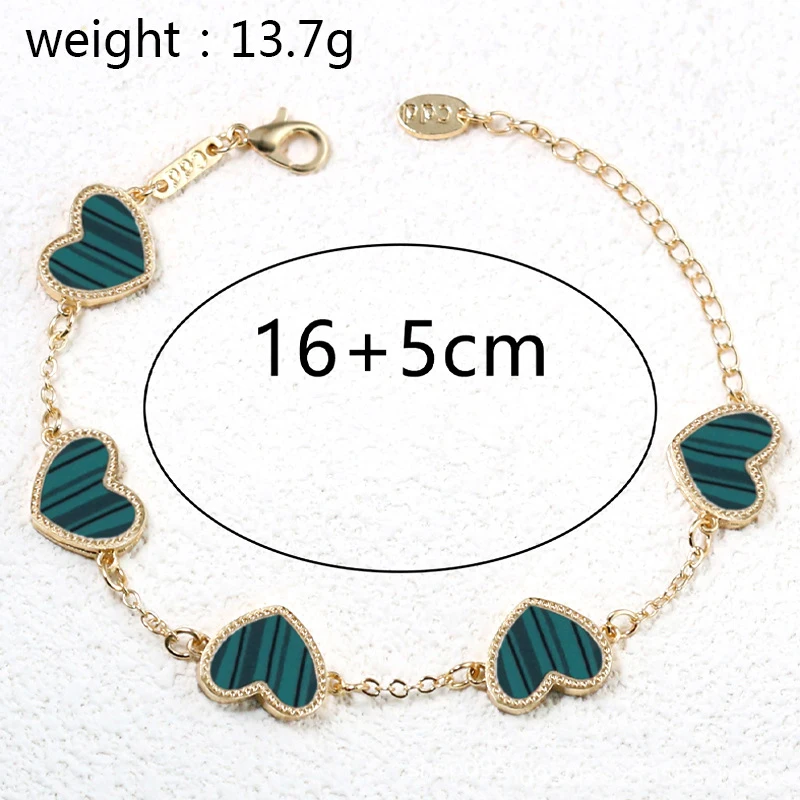 New arrival gold plated double sided love heart bracelets jewelry fashion adjustable four leaf clover bracelet for women