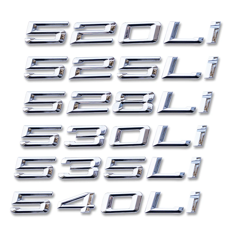 Suitable for BMW 5 Series 520Li 523Li 525Li 528Li metal displacement letter tail number ABS tail label decoration accessories
