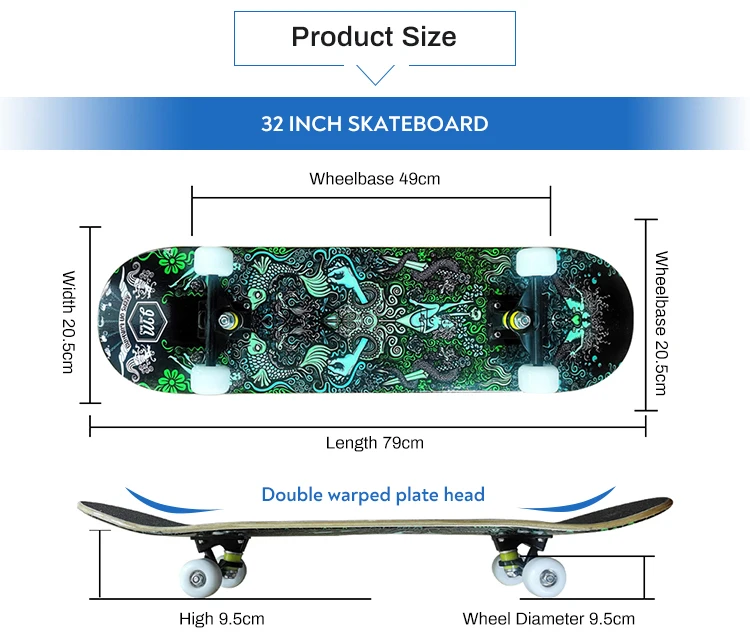 Outdoor Sports Custom Maple Skateboard Popular Design Professional Skateboard Deck Double Rocker 32 Inch Skateboard