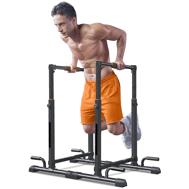 Wellshow Sport Dip Adjustable Parallel Bars for Home Use Dip Station with Push Up Handle Home Gym Strength Training Fitness