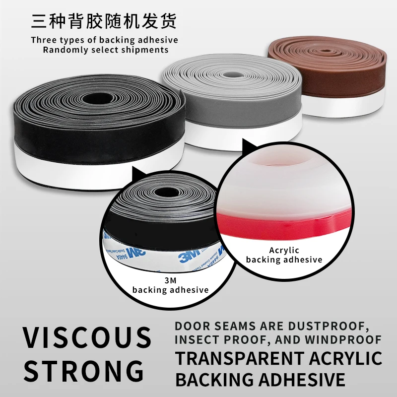 Self adhesive soundproof and windproof sealing strip at the bottom of the bedroom door