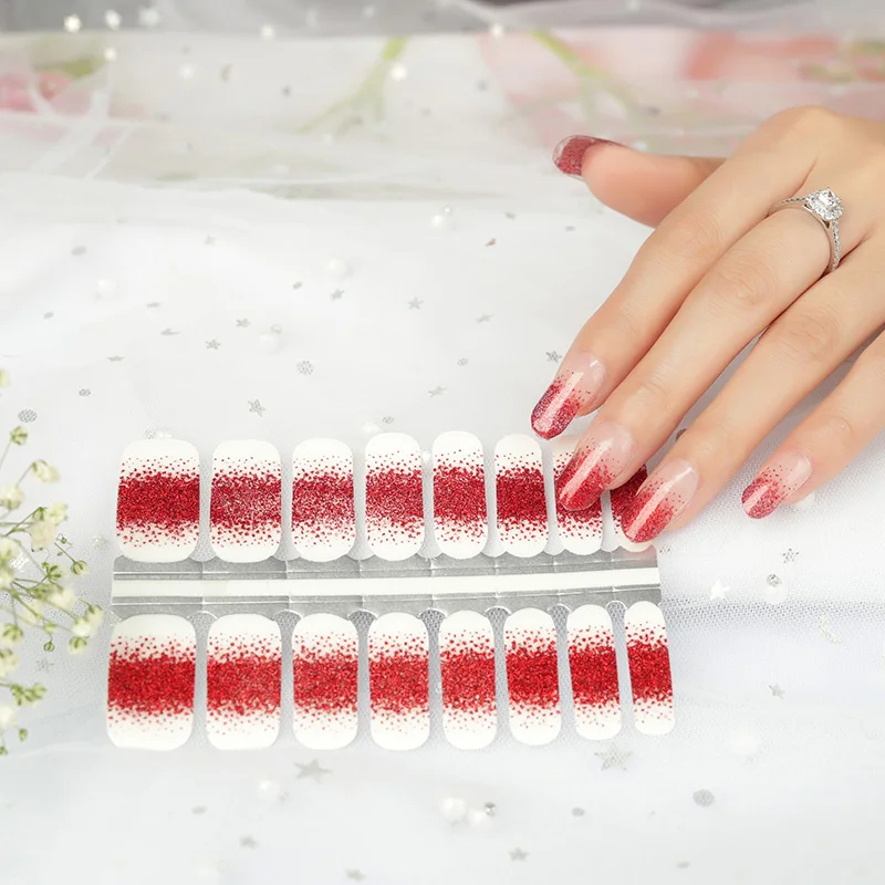 French style colorful glitter real nail polish stickers nail wraps