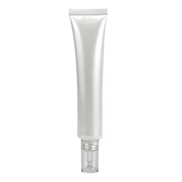 5ml 10ml 15ml 30ml White Glass Long Nozzle Concealer Plastic Tube With Transparent Plastic Screw lid