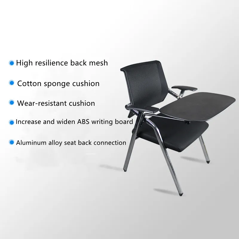 integrated convenient plastic meeting portable backrest office chair training mesh conference chair with folding writing board