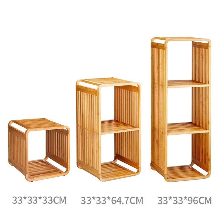 multi-function bamboo unique stackable display rack storage shelf for living room