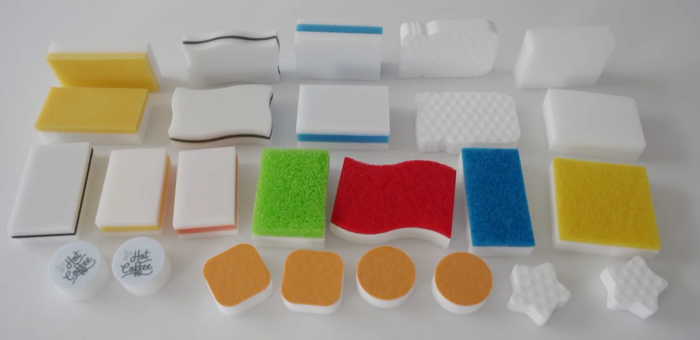 Customized Melamine Nano Magic White Washing Sponge Cleaning Sponge Eraser Power Wash Dish Sponge Kitchen PVC Bag Custom