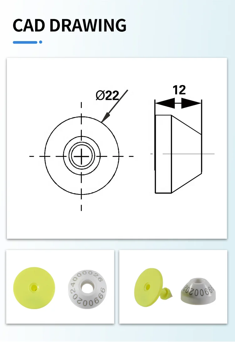 E-005 Anti-Bite 134.2KHz Livestock RFID FDX HDX Animal Electronic Ear Tags for Pig Sheep Cattle