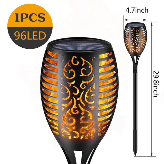 Solar 96 LED Flame Lamp Waterproof Lawn Dancing Flicker Torch Lights Garden Light Outdoor Garden Path Decoration Landscape Light