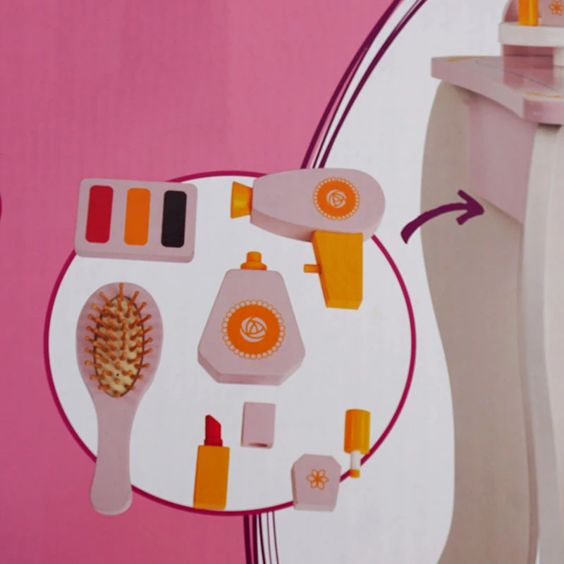 TS  Kids  Princess Make Up Dressing Table with Stool for Girls Makeup Vanity Desk