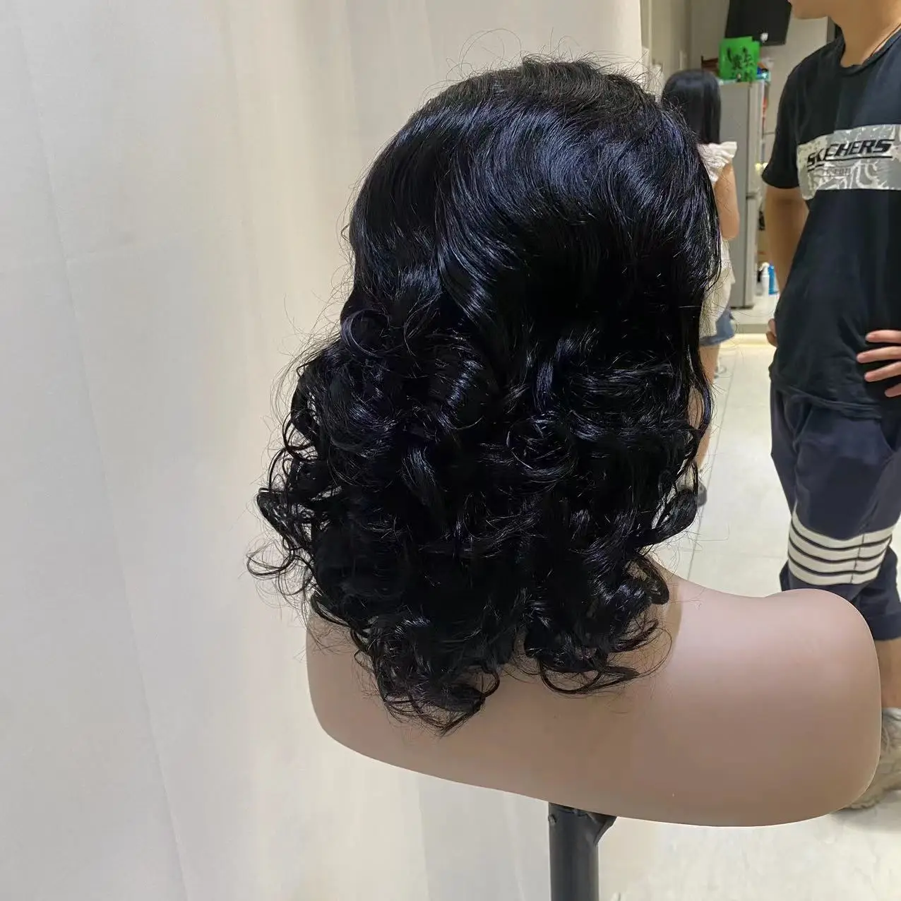 Оптовая продажа от производителя RUYIHAIR парики с кудрявым кружевом спереди человеческие волосы для наращивания черные женские вьющиеся