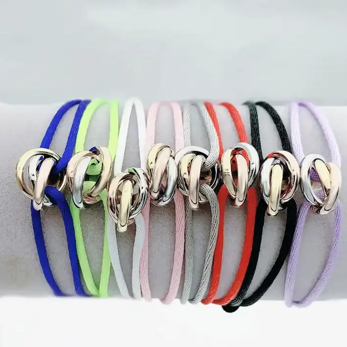 Hot Selling Metal Buckle Ribbon Bracelets Stainless Steel Circle Colorful Adjustable Size Bracelet