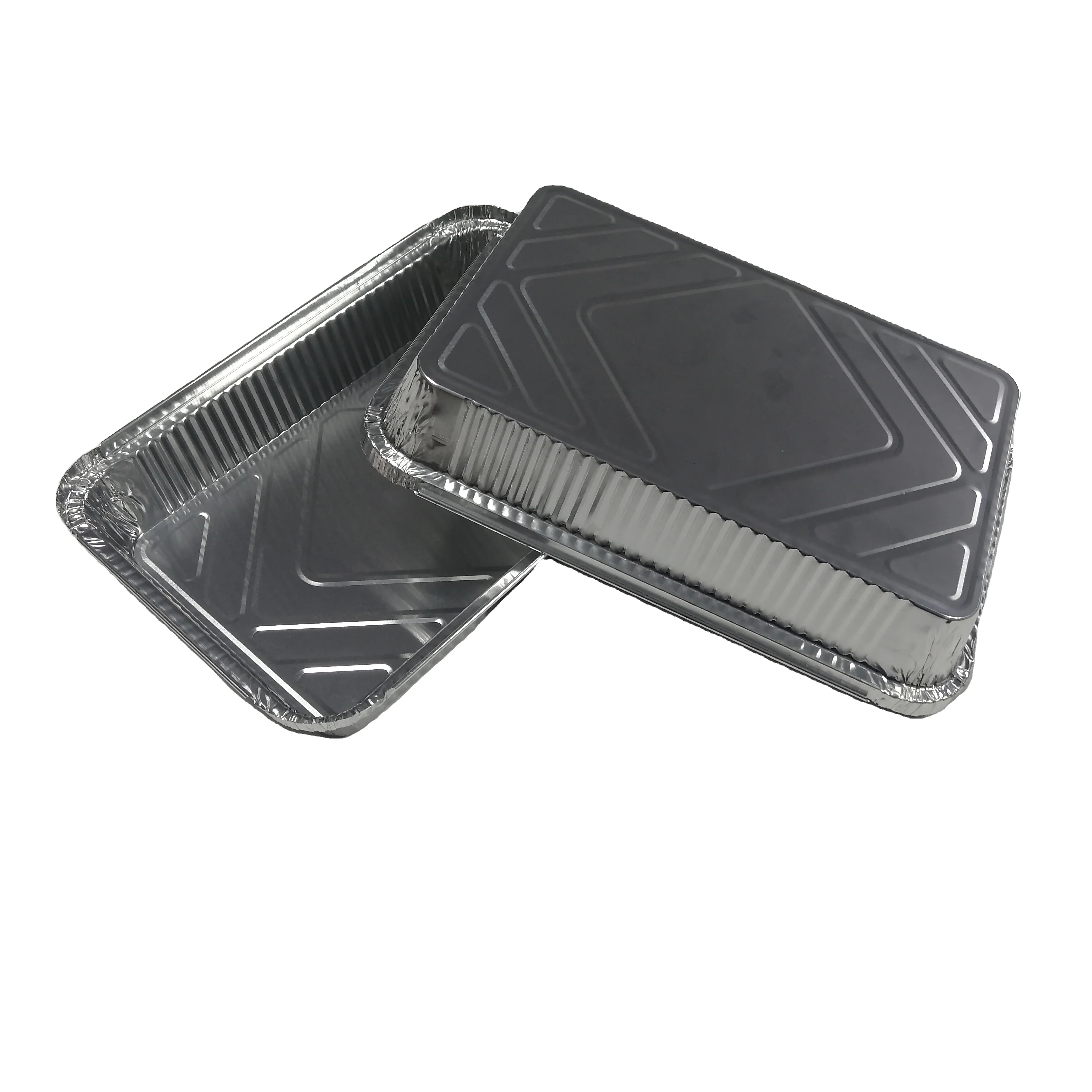 447.6*325*31.7mm Food grade 3700ml Large capacity aluminum foil platter shallow baking pan tray with lids food take away