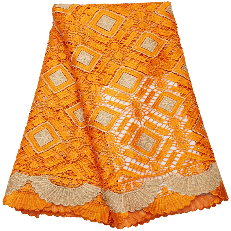 2801 Embroidery Guipure Lace Fabric With Beads Lace High Quality African Cord Lace Fabric For Garment With Beads For Dubai