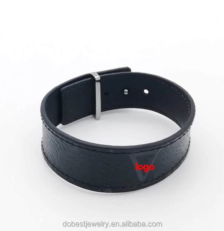 Wholesale Luxury Brand Designer Adjustable Monogram Bracelet Men Leather Letter V Slim Bracelet