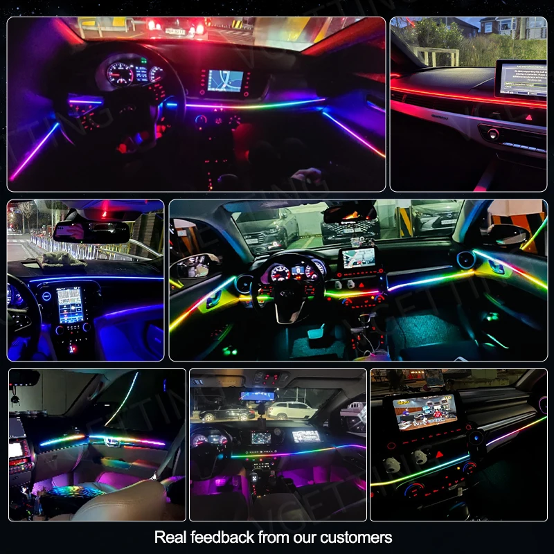 App Control 1in1 2in1 Auto RGB Decor Lamp Flexible Acrylic Fiber Optic Interior Symphony Car LED Neon Ambient Light Strip Kit