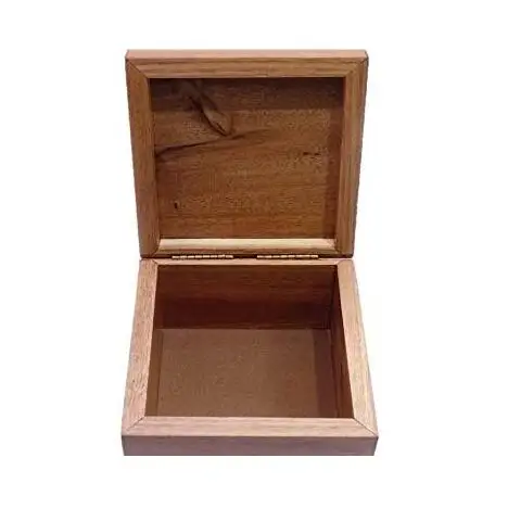 Multifunctional Unfinished Square Wooden Box with Hinged Lid for Crafts DIY Storage Jewelry-Versatile Sundries Organizer