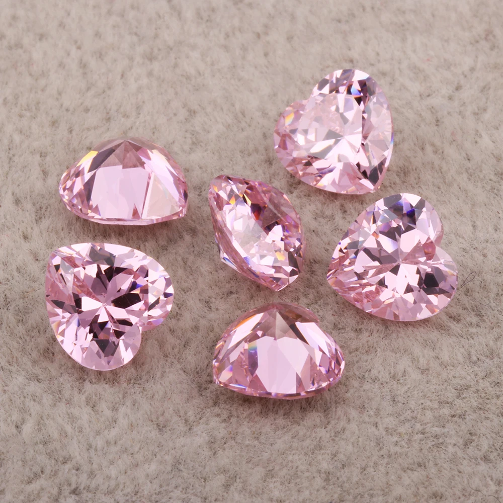 2024 Popular Pink  Cubic Zirconia Heart Shape CZ Stone for Jewelry Making