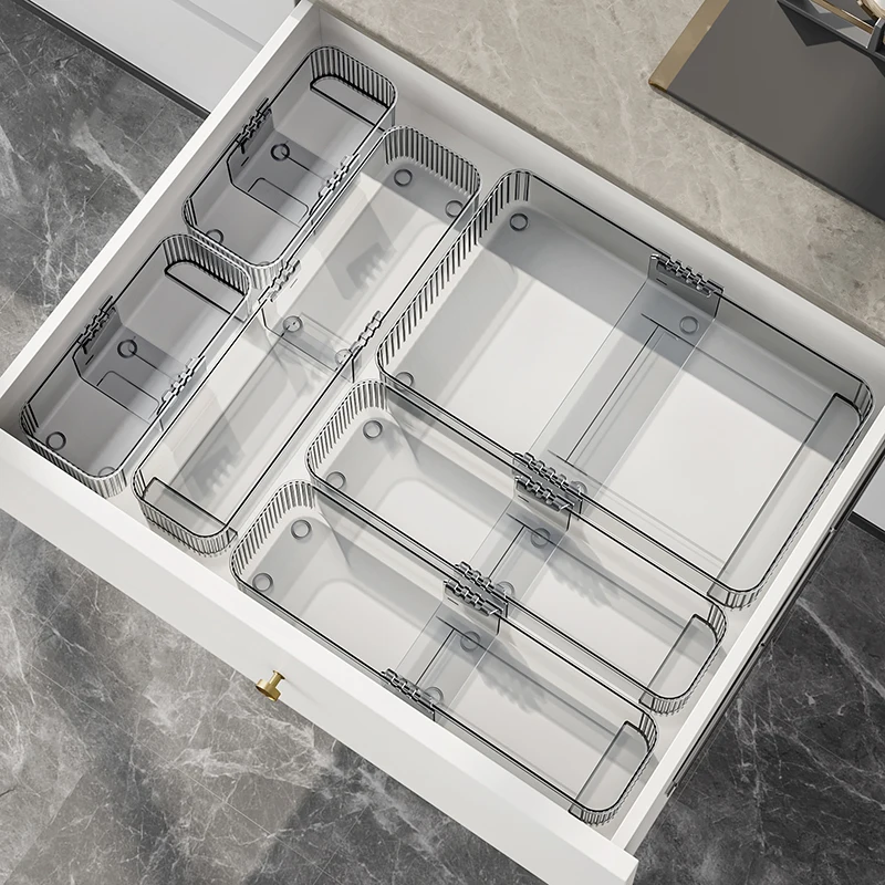 Plastic Drawer Organizer Storage Box sets Office Desktop bins Scalable Stackable clear tray sundry cosmetics file container