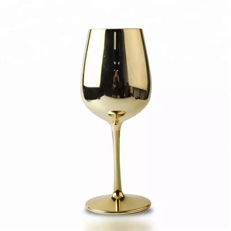 16 OZ Plastic Gold Goblet Champagne Glasses for Wedding Anniversary Party