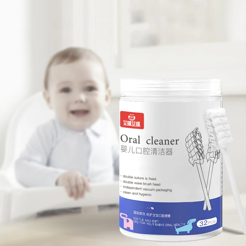 32pcs Oral Cleaning Baby Gauze Toothbrush Cotton Gauze Cleaner