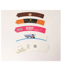 Insulation coffee take-out paper cup sleeve  holder white cardboard corrugated kraft paper cup holder custom 8oz 9oz