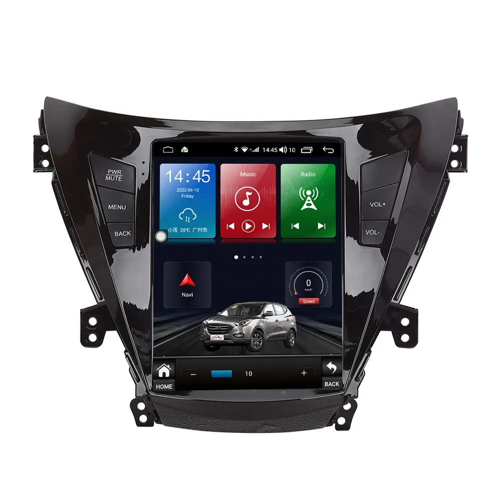 10.4inch tesla style vertical screen android car audio stereo dvd player for Hyundai Elantra 2011 2012 2013 gps navigation
