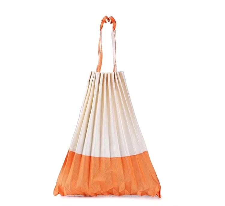 
Amazon 2020 Hot Selling Creative Eco-friendly Pleated Canvas Folded Big Shopping Bag Tote Bag 