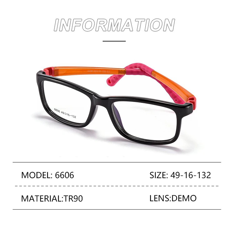 Dual Colors, High Classic, Flexible Hingeless, Elastic Cord, Environmental, Candy Color kids glasses optical frame
