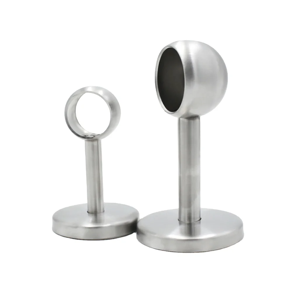 Stainless Steel Wardrobe Tube Bracket Curtain Hanging Rail Support Closet Rod Holder Brace Rounded Center Post Bracket