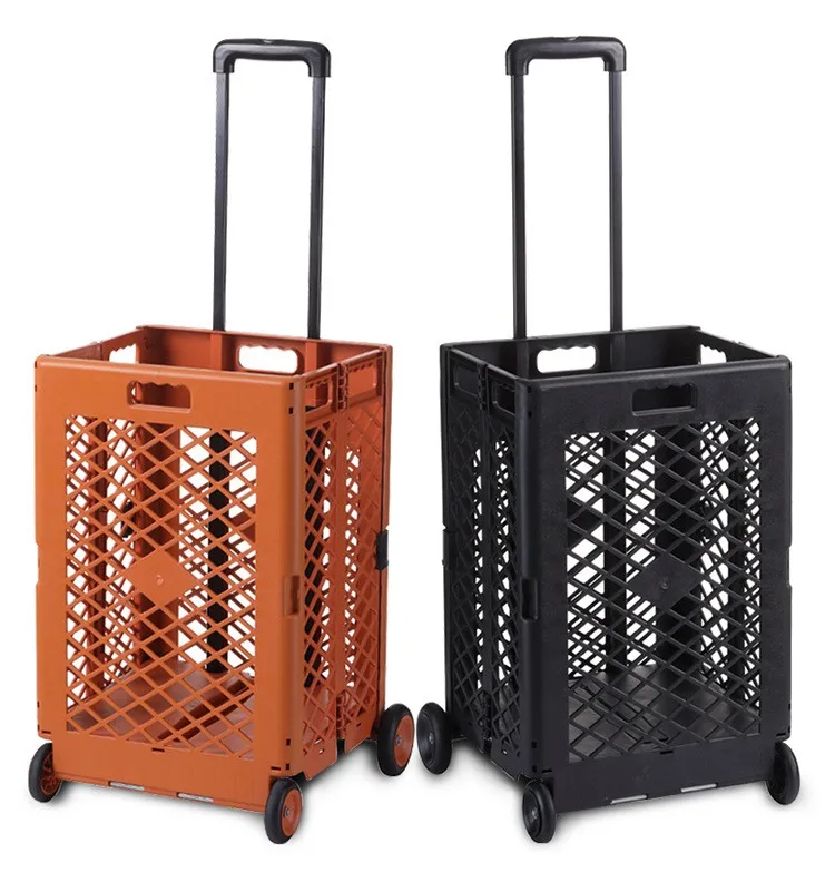 Environmentally friendly PP material foldable and portable shopping cart Spin wheel Small trailer