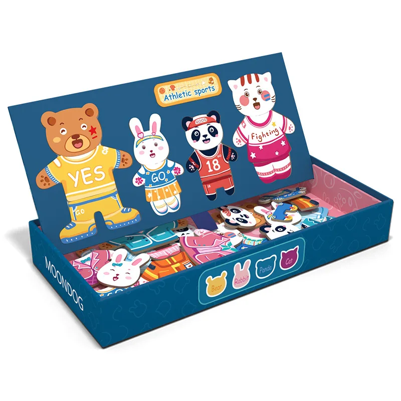 2025 Trending Montessori Baby Wooden Bear Changing Clothes Drawing Game Educational Learning Gift Toys For Boys Girls
