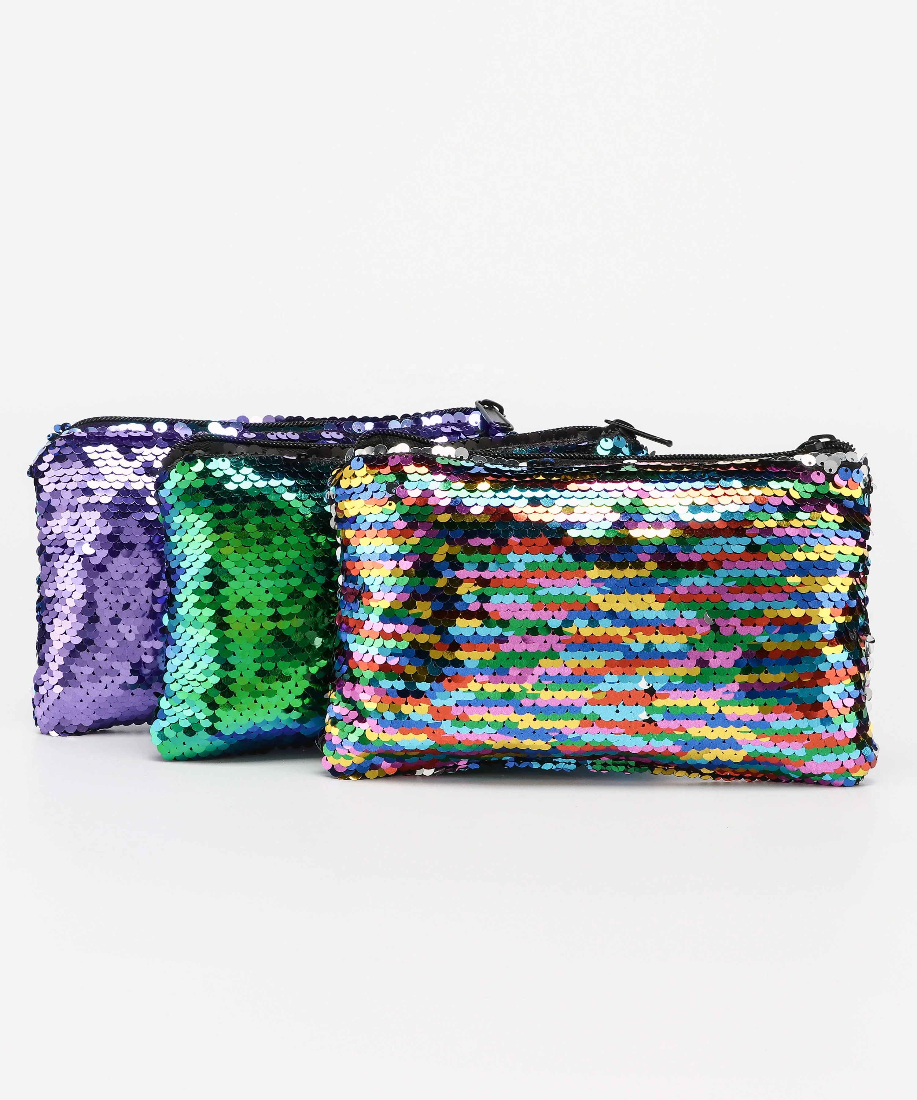 Wholesale Pencil Case Office School Zipper Shining Glitter Pencil Bag Fashion Sequin Pencil Case With Fluffy Ball