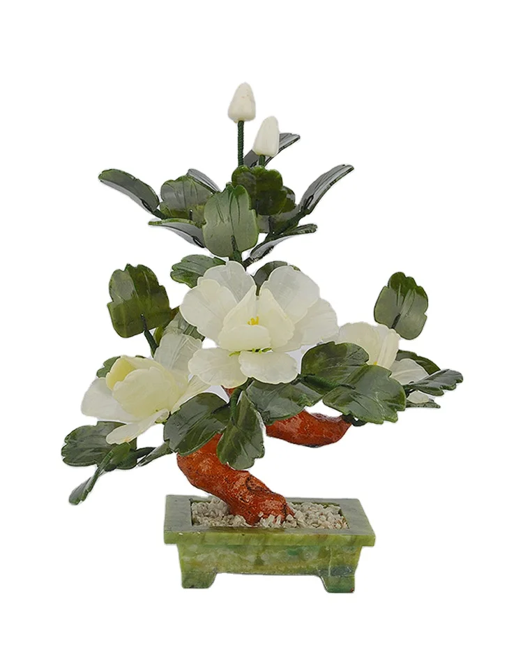 3 peony flowers Natural jade potted plants Crafts home accessories