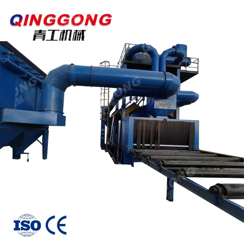 metal steel multiple structure workpieces surface cleaning pass through type roller conveyor shot blasting machine