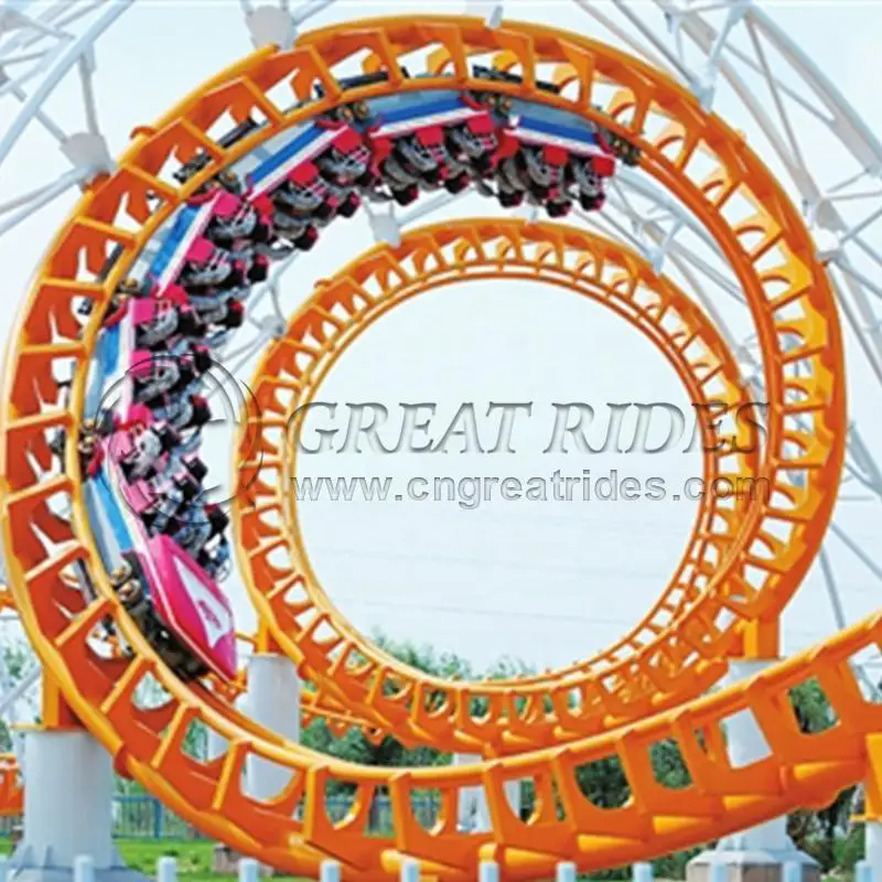 Amusement Park Adults Thrilling Rides Big Spin Six Loops Roller Coaster With Track