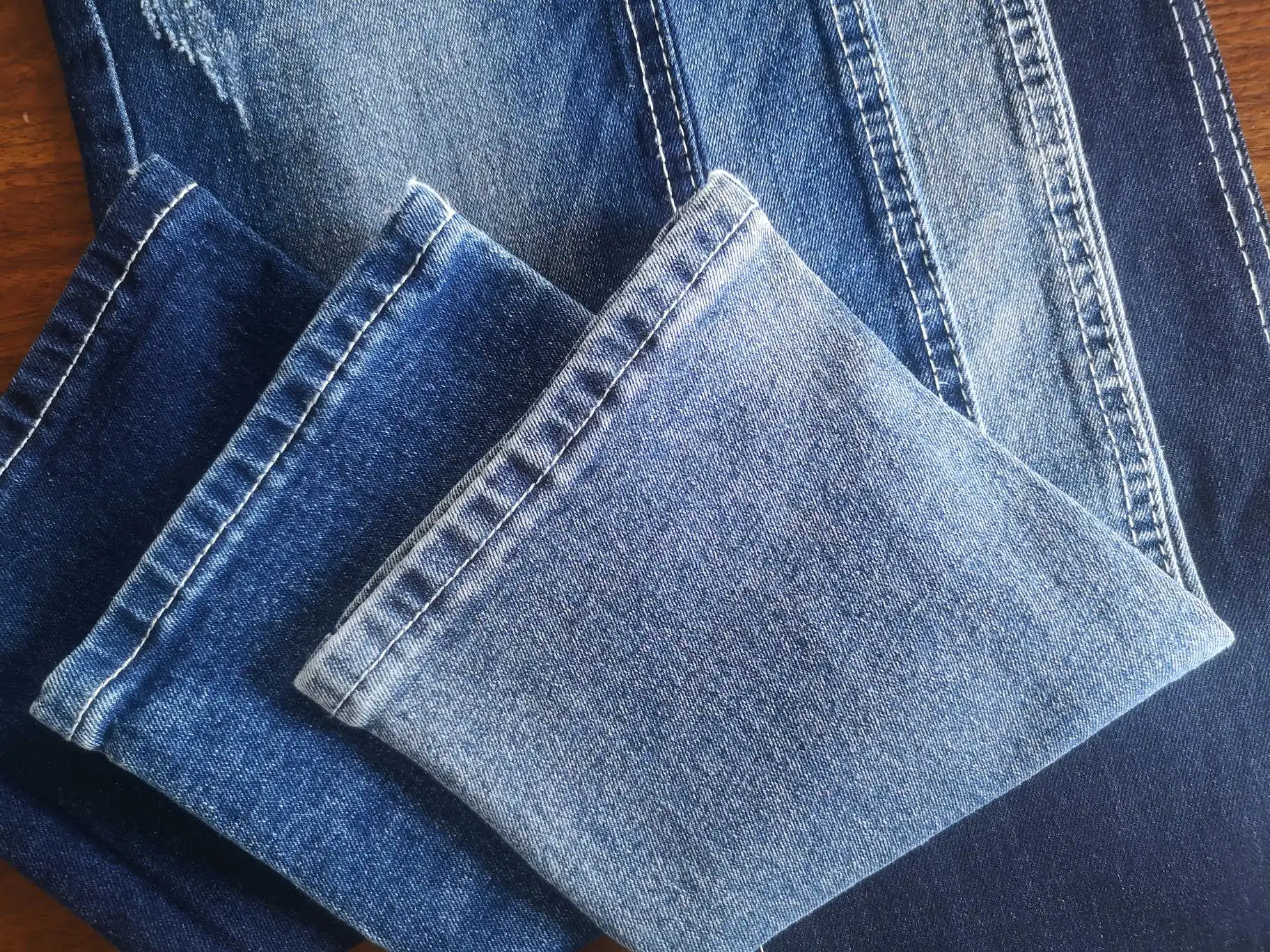 1016  Cheap wholesale price TR cotton/polyester/viscose/spandex woven denim fabric for jeans